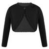 ranrann Kids Girls Long Sleeve Bolero Cardigan Shrug Single Button Cropped Knitted Sweater Jacket Girls Dress Cover Up Black 4 view 1
