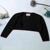 ranrann Kids Girls Long Sleeve Bolero Cardigan Shrug Single Button Cropped Knitted Sweater Jacket Girls Dress Cover Up Black 4 view 3