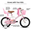 JOYSTAR 16 Inch Kids Bike Little Daisy Girls Bike with Training Wheels Doll Bike Seat Basket & Streamers Princess Kids Bicycle for Girls Toddler of 4-7 Years Toddler Girl Bikes White view 2