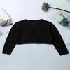 YOOJIA Girls Knit Cardigan Shrug Long Sleeve Button Closure Bolero Flower Girl Dress Cover Cropped Coat Sweater Black 4 view 4