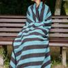 PuTian Merino Wool Blanket - 87" x 63" Thick Warm Soft Large Bed Throw - Great for Camping, Outdoors, Travel, Car, Couch, All Seasons Blue Stripe view 3
