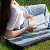 PuTian Merino Wool Blanket - 87" x 63" Thick Warm Soft Large Bed Throw - Great for Camping, Outdoors, Travel, Car, Couch, All Seasons Blue Stripe view 4