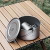 iBasingo Titanium Camping Pot with Lid 2.9L Ultralight Backpacking Cookware with Foldable Handle for Hiking, Picnic & Outdoor Durable Portable Metal Cooking Ti Hanging Pot Ti2045C view 4