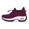 Women's Walking Shoes Sock Sneakers - Mesh Easy Lace Air Cushion Lady Girls Modern Jazz Dance Platform Nursing Shoes Wine Red1,9.5 view 3