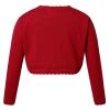 ranrann Kids Girls Long Sleeve Bolero Cardigan Shrug Single Button Cropped Knitted Sweater Jacket Girls Dress Cover Up Red 2 view 2