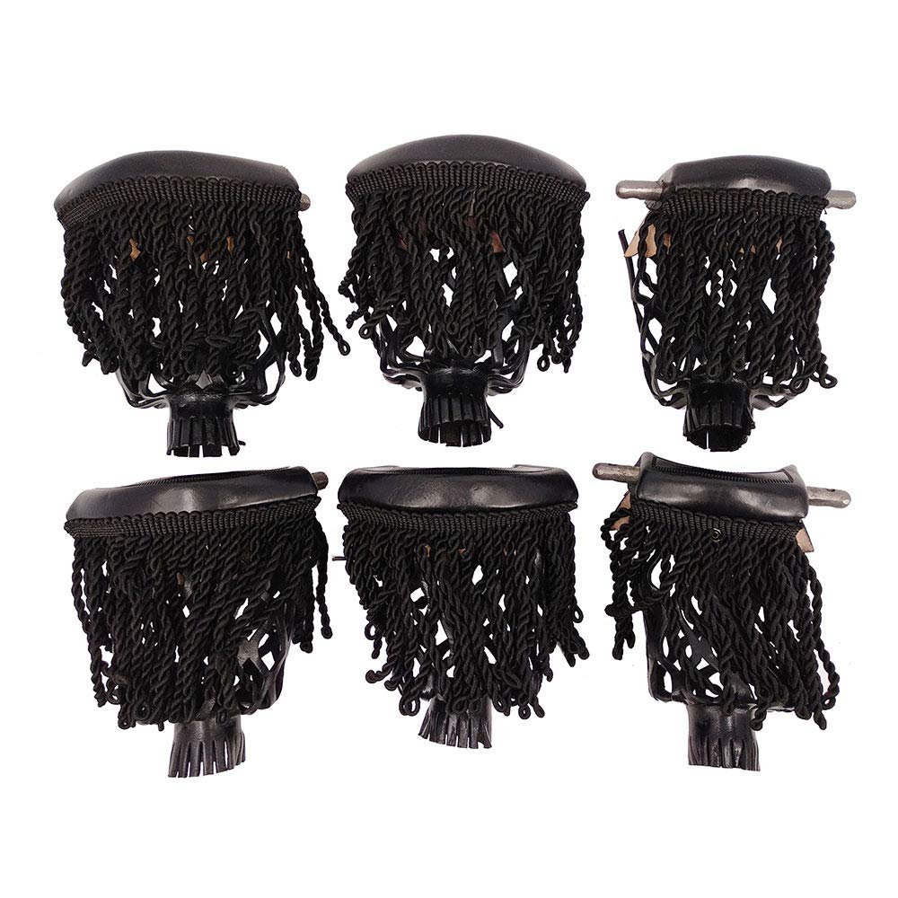 Joy's Billiard Set of 6 Pool Table Leather Pockets Billiard Pockets with Wild Fringe-Black