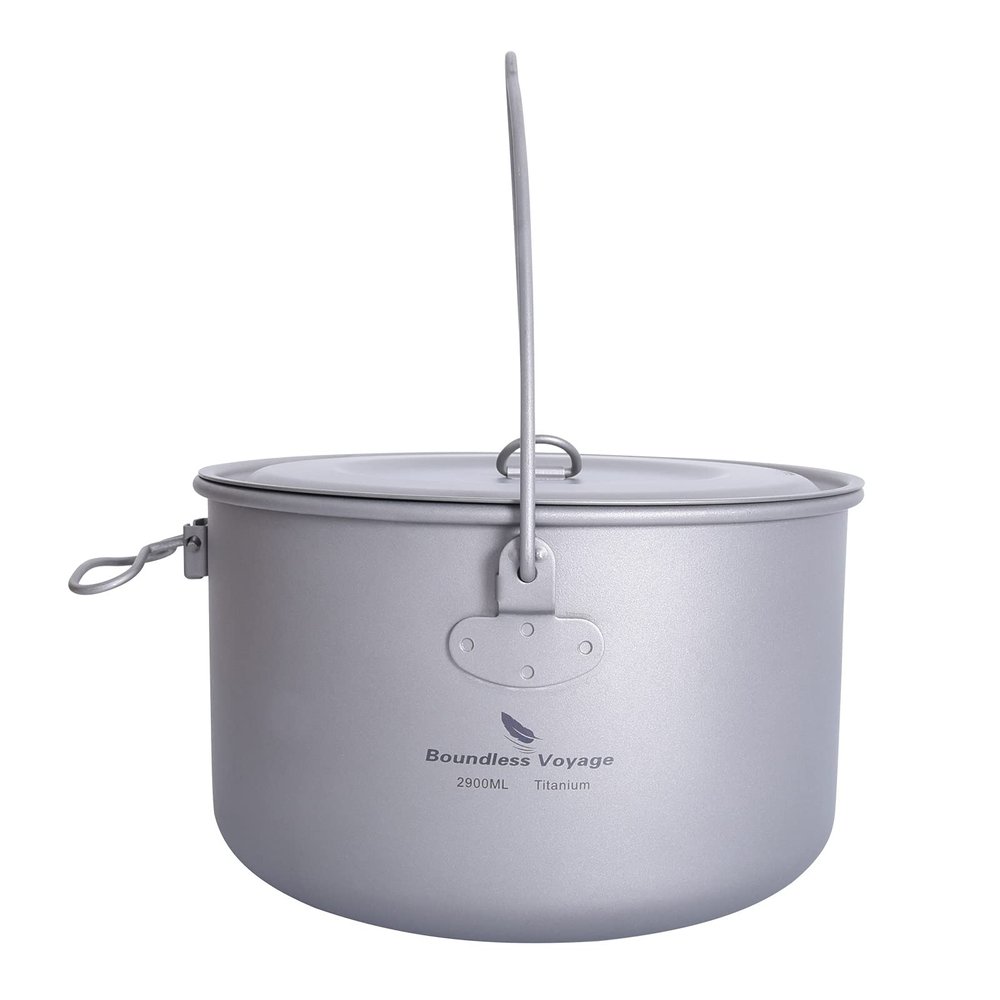 usharedo Titanium Camping Pot Outdoor Hanging Pot Portable Camping Picnic Water Cup Kettle 2900ml Only Ti15120A