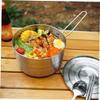 bento pot Stainless Steel Folding Bowl Hiking Cookware Kit Stainless Steel Cup Hiking Cooking Kit Folding Utensils Camping Hiking Pot camping pot travel Backpack spoon view 2