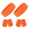 2 Sets Sports Headband and Wristbands, Colorful Striped American Flag Style for Men and Women (Orange) view 1