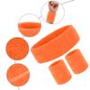 2 Sets Sports Headband and Wristbands, Colorful Striped American Flag Style for Men and Women (Orange) view 4