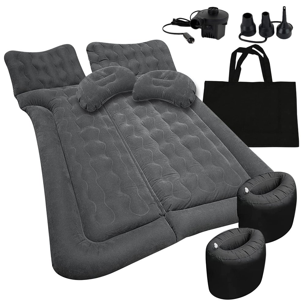 ZONETECH Car Trunk Inflatable Air Mattress - Premium Quality Easy Inflation Air Pump Flocking Surface Back Seat Thickened Bed with 2 -Pillows for Travel Camping Family Outing
