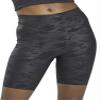 HUE Women's Faux Leather High Waist Bike Shorts, Black Camo, L view 1