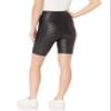 HUE Women's Faux Leather High Waist Bike Shorts, Black Leopard, L view 2