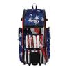 Boombah Rolling Catchers Superpack 2.0 Baseball/Softball Gear Bag - 23-1/2" x 13-1/2" x 9-1/2" - USA Stars & Stripes Navy/Red/White - Telescopic Handle - Holds 4 Bats - Wheeled Version view 1
