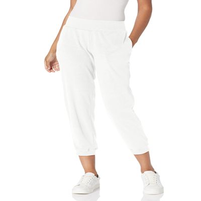 HUE Women's Relaxed Fit Jogger, White, XL