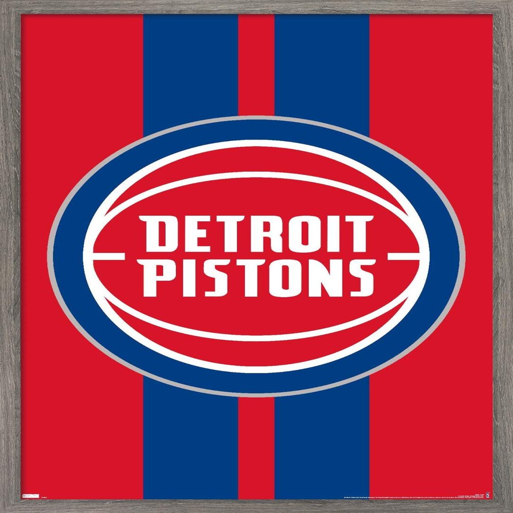 Trends International NBA Detroit Pistons - Logo 20 Wall Poster, 34L x 22.4W, Barnwood Framed Version