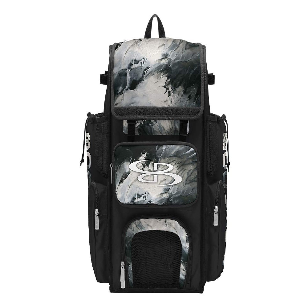 Boombah Superpack Bat Bag - Backpack Version (no wheels) - Holds 4 Bats - Glacier Black/White