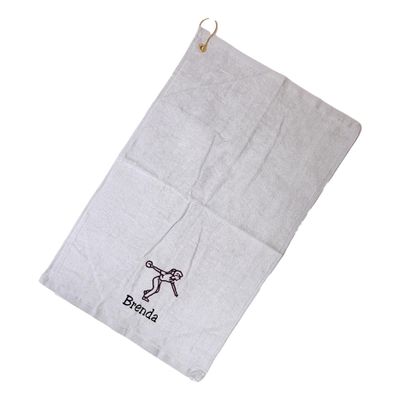 101 BEACH Women's Personalized Cotton Bowling Towel with Embroidered Name with Clip (Gray- Embroidered Name - Woman)