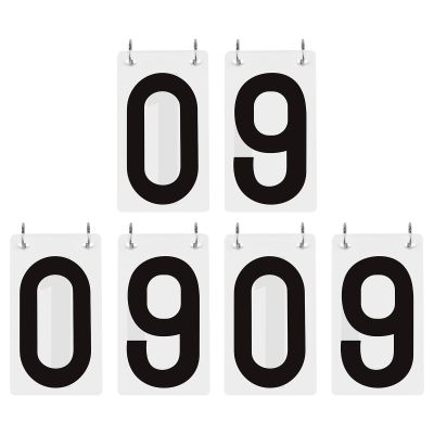 TopTie 6 Sets Numbered Score Board Cards 3-1/8 x 5-1/2 Inches Portable 0-9 Flip Scorekeeper-Black