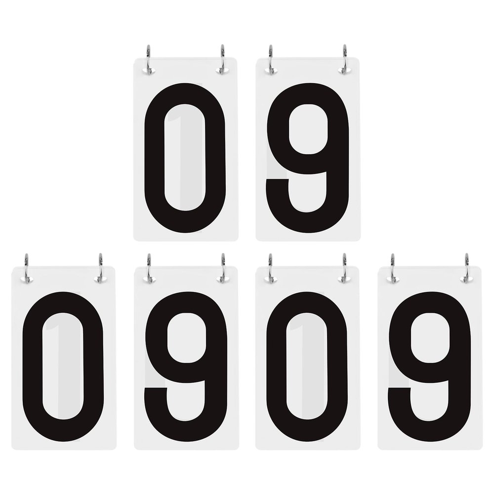 TopTie 6 Sets Numbered Score Board Cards 3-1/8 x 5-1/2 Inches Portable 0-9 Flip Scorekeeper-Black