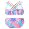YONGHS Baby Girls Two-Piece Bikini Set Gradients Sequins Mermaid Swimsuit Criss-Cross Back Bathing Suits Pink 12 Months view 2