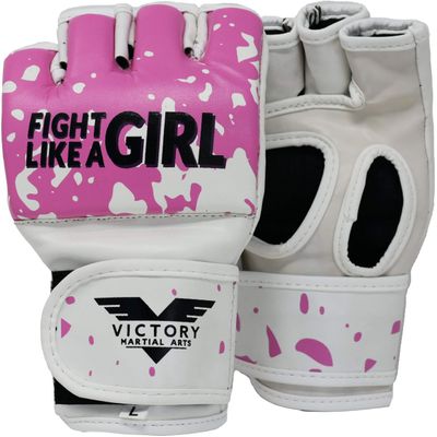 Women's MMA Gloves Boxing Gloves Synthetic Leather Fingerless Punching Bag Gloves for Kickboxing, Sparring, Muay Thai and Heavy Bag (X-Large, Fight Girl)