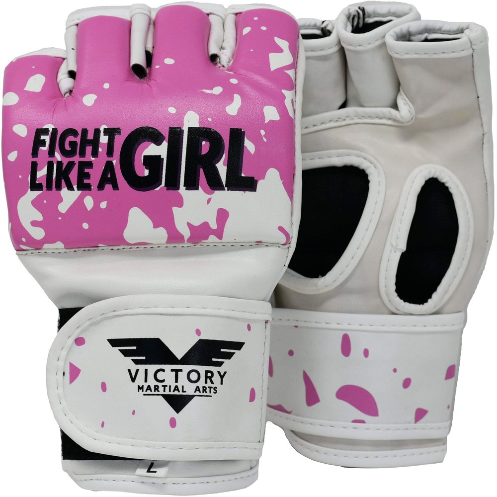 Women's MMA Gloves Boxing Gloves Synthetic Leather Fingerless Punching Bag Gloves for Kickboxing, Sparring, Muay Thai and Heavy Bag (X-Large, Fight Girl)