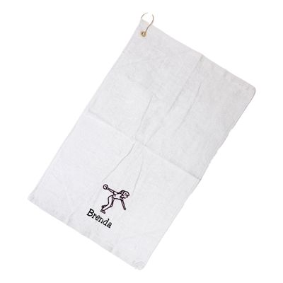 101 BEACH Women's Personalized Cotton Bowling Towel with Embroidered Name with Clip (White- Embroidered Name - Woman)