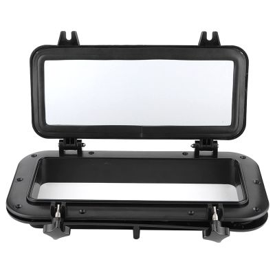 Aramox Boat Porthole, 4mm Opening Portlight Rectangular Porthole Temper Glass for Boat (Black)