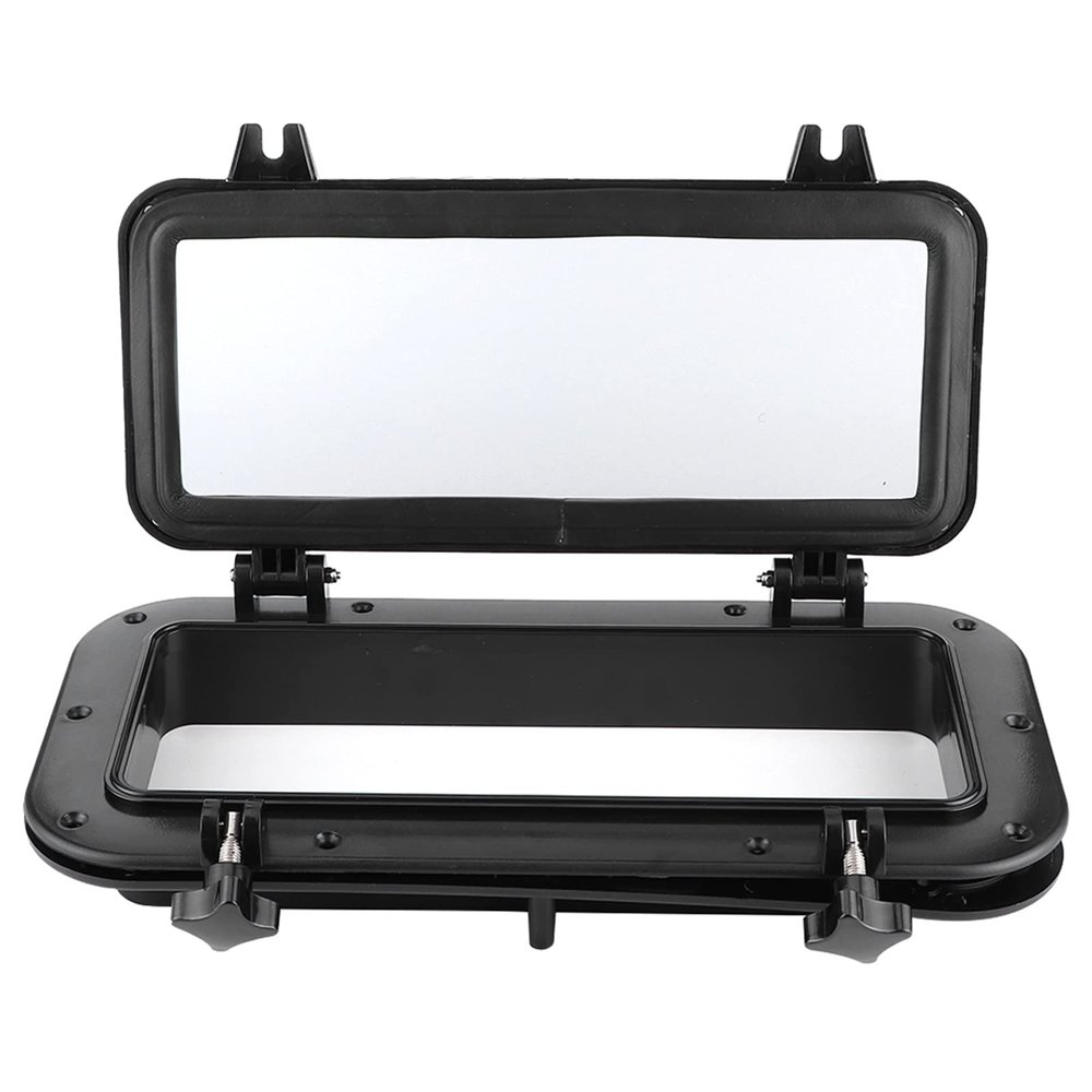 Aramox Boat Porthole, 4mm Opening Portlight Rectangular Porthole Temper Glass for Boat (Black)