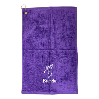101 BEACH Personalized Women's Golf Bag Towel with Embroidered Name (Purple - Embroidered Name Woman)