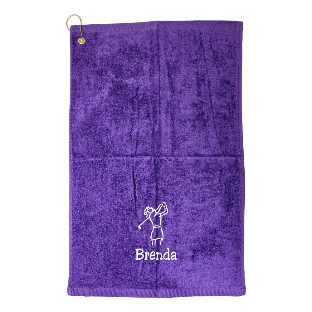 101 BEACH Personalized Women's Golf Bag Towel with Embroidered Name (Purple - Embroidered Name Woman)