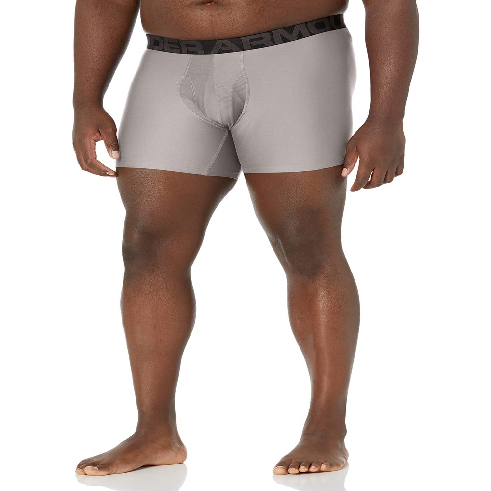 Under Armour mens Tech 6-inch Boxerjock 1-Pack, Concrete (066)/Black, 3X-Large