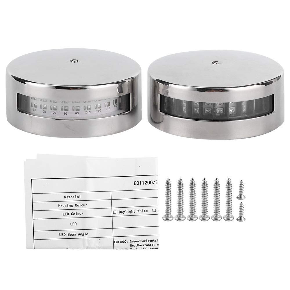 Aramox LED Navigation Lights, Marine Grade Stainless Steel and ABS, Red and Green, 12V/24V, for Ship Boat Yacht, Signal Lamp
