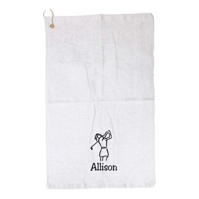 101 BEACH Personalized Women's Golf Bag Towel with Embroidered Name (White - Embroidered Name Woman)