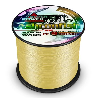 Ashconfish 9 Strands Braided Fishing Line 1500M/1640Yards 30LB PE Fishing Wire Paralell Knitting Ultra Strong Braid Fishing String Yellow