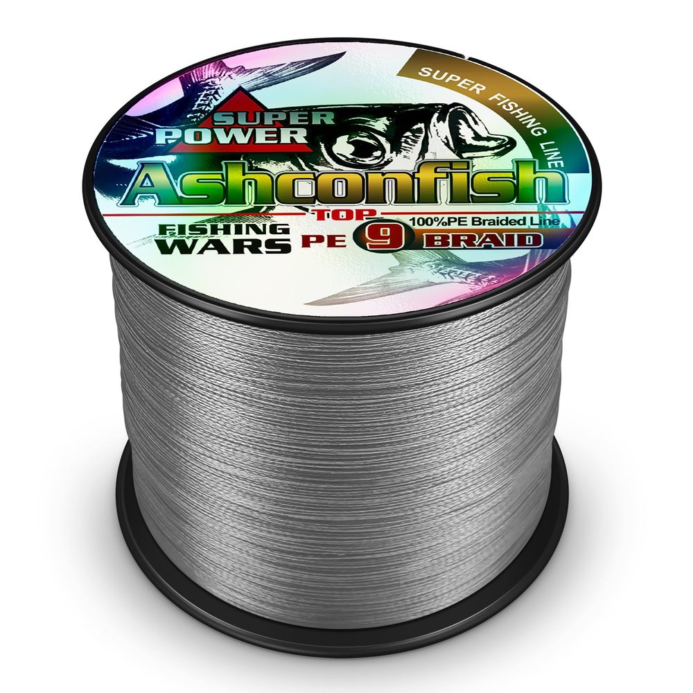 Ashconfish 9 Strands Braided Round Fishing Line 1500M/1640Yards 40LB PE Fishing Wire Paralell Knitting Ultra Strong Braid Fishing String Gray
