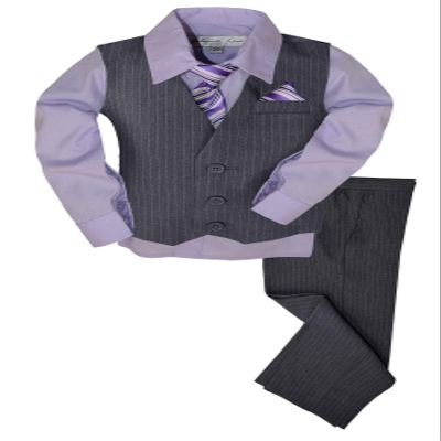 Johnnie Lene JL40 Pinstripe Boys Formal Dresswear Vest Set Gray/Lilac 18 Months
