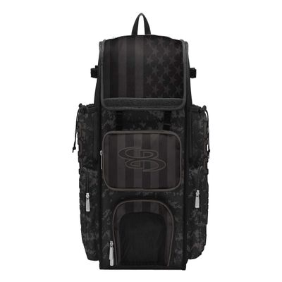 Boombah Superpack Bat Bag - Backpack Version (no wheels) - Holds 4 Bats - USA Clandestine Black/Dark Charcoal