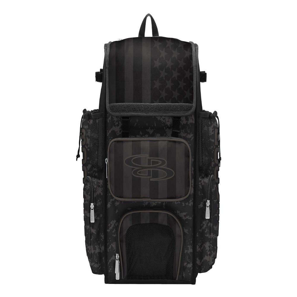 Boombah Superpack Bat Bag - Backpack Version (no wheels) - Holds 4 Bats - USA Clandestine Black/Dark Charcoal