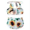 Yartina Infant Baby Girls Two Piece Swimsuit Sunflower Bowknot Bathing Suits Halter Printed Bikini Beachwear Sunflower 3-6 Months view 1