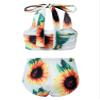 Yartina Infant Baby Girls Two Piece Swimsuit Sunflower Bowknot Bathing Suits Halter Printed Bikini Beachwear Sunflower 3-6 Months view 2