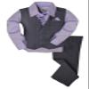 Johnnie Lene JL40 Pinstripe Boys Formal Dresswear Vest Set Gray/Lilac 4T