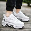 MLyzhe Deformation Roller Shoes Male and Female Skating Shoes Adult Children's Automatic Walking Shoes Invisible Pulley Shoes Skates with Double-Row Deform Wheel view 2