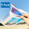 5 Pack Sun Visor Hat Women Beach Sports Travel Running Retro Reflective Clear Bachelor Party Outdoor Golf Trip Sunhat Visors Cap (Iridescent,Blue) view 2