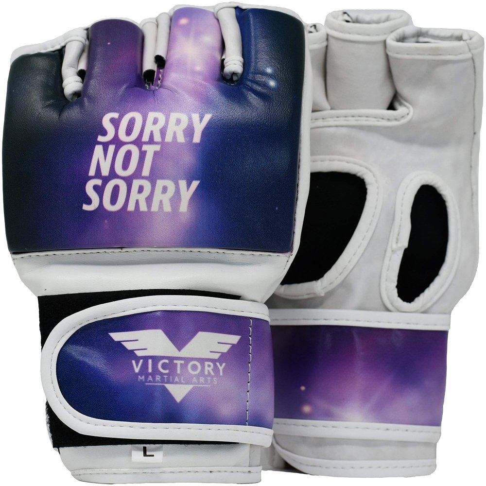 Women's MMA Gloves Boxing Gloves Synthetic Leather Fingerless Punching Bag Gloves for Kickboxing, Sparring, Muay Thai and Heavy Bag (Large, Sorry, Not Sorry)