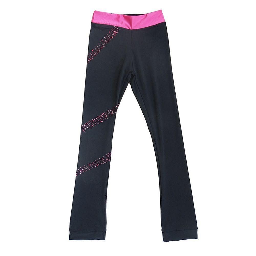 Ice Figure Skating Pants Girls Practice Over Boots Pants Thin Fleece Tights Trousers Rhinestones Child Skate Leggings Pink