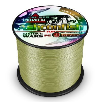 Ashconfish Braided Fishing Line- 9 Strands Super Strong PE Fishing Wire Heavy Tensile for Saltwater & Freshwater Fishing -Abrasion Resistant - Zero Stretch- 300M/328Yds 140LB Army Green
