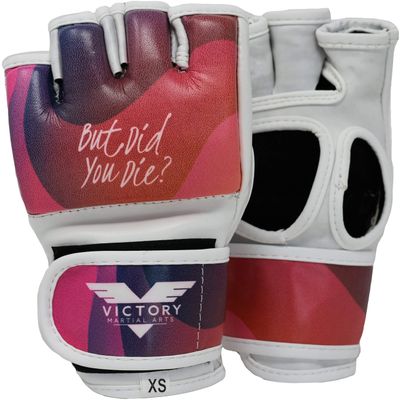 Women's MMA Gloves Boxing Gloves Synthetic Leather Fingerless Punching Bag Gloves for Kickboxing, Sparring, Muay Thai and Heavy Bag (X-Large, But Did You Die)