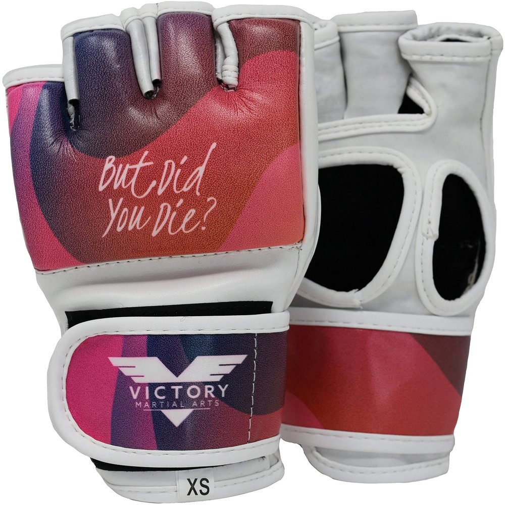 Women's MMA Gloves Boxing Gloves Synthetic Leather Fingerless Punching Bag Gloves for Kickboxing, Sparring, Muay Thai and Heavy Bag (X-Large, But Did You Die)